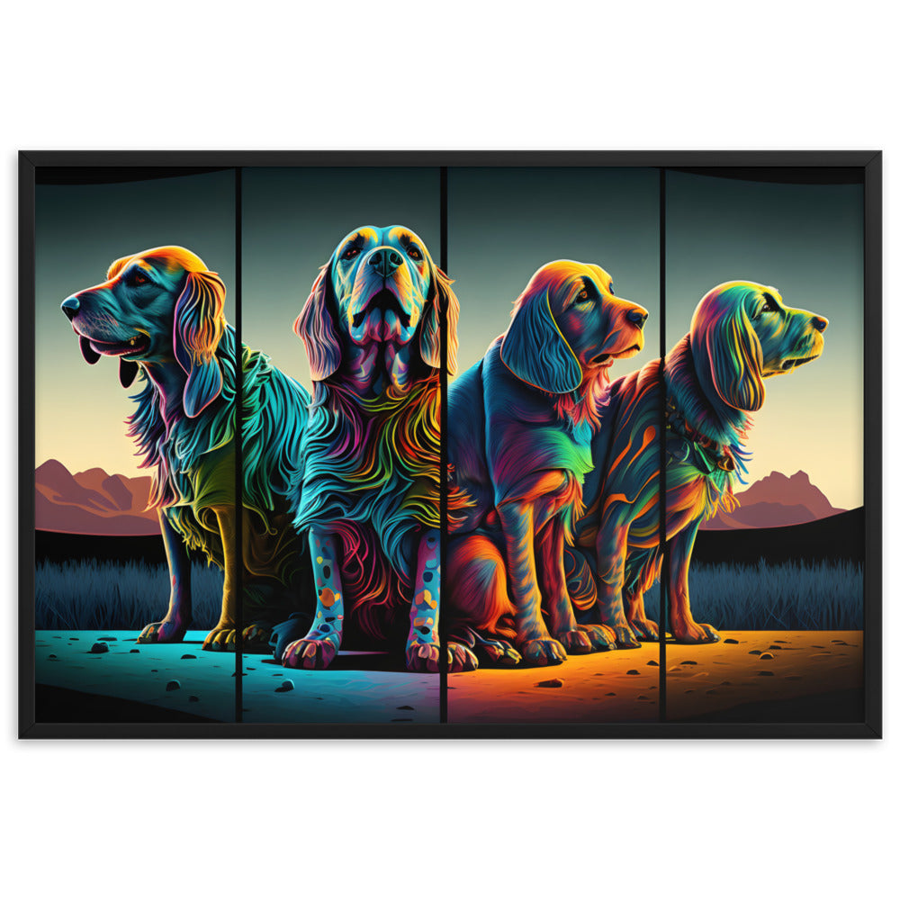 Dageraad kan niet zien Wierook Dieren Schilderij - 4 Honden - Muurdecoratie- 61x91 – AIArtLand