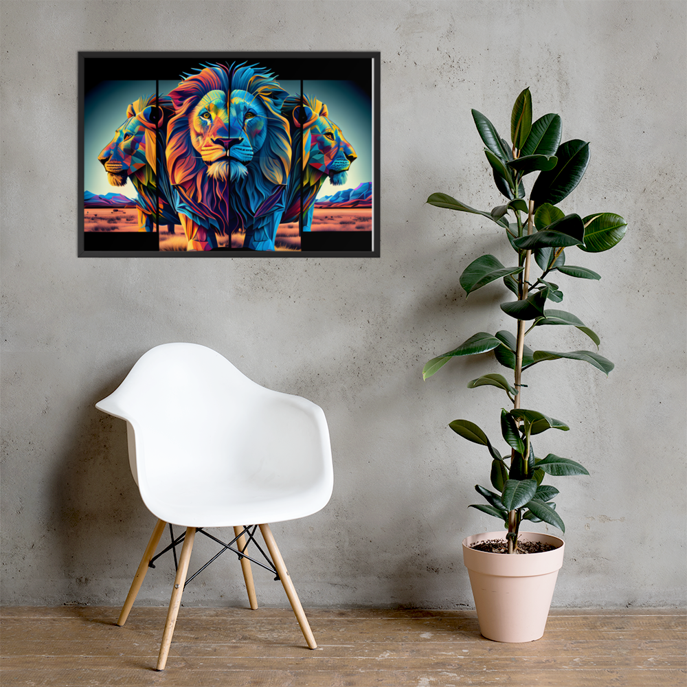 3 Löwen - – - - 3D 61x91 AI Wanddekoration Art - Wohnzimmer AIArtLand