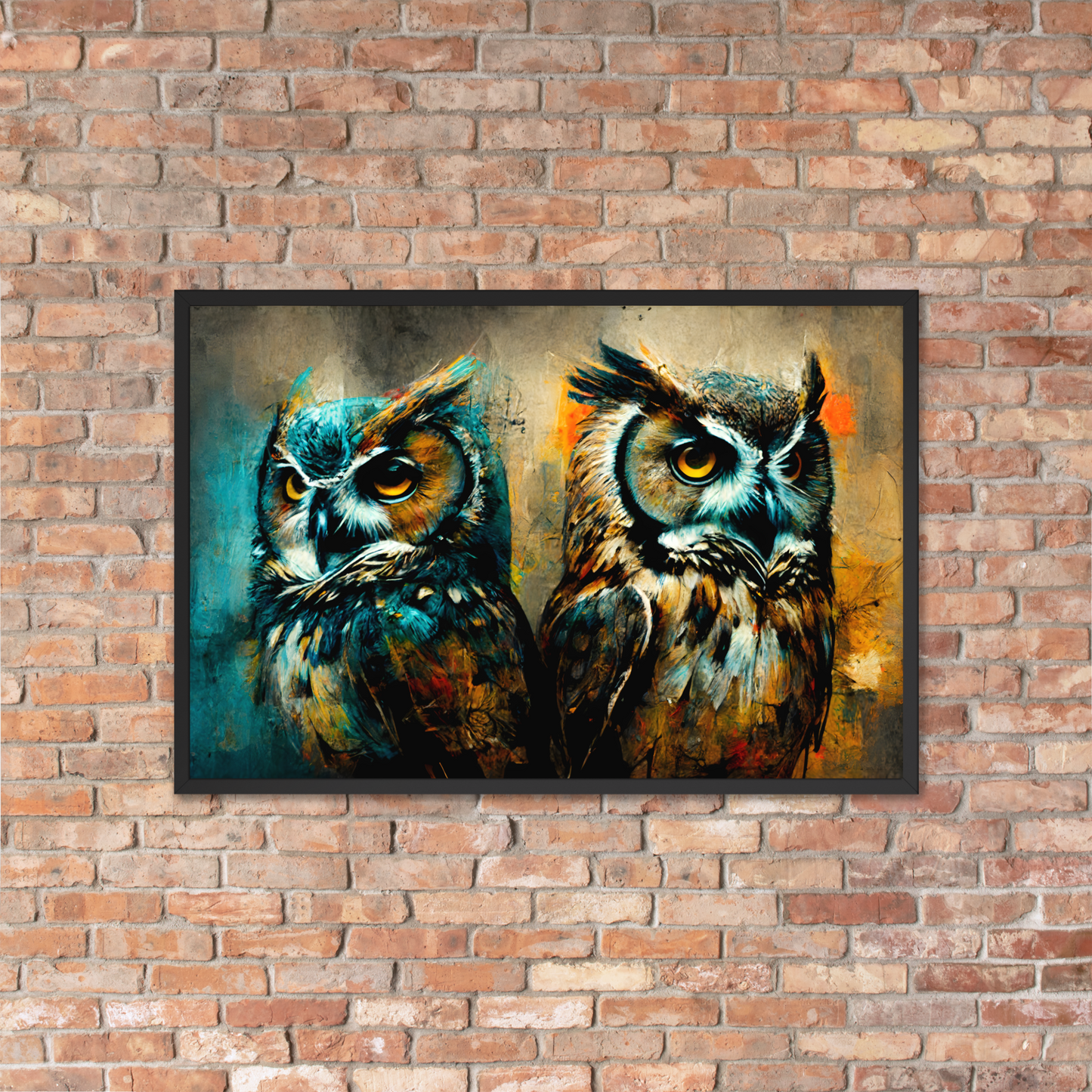 2 Uilen - Dieren Schilderij - Schilderij Woonkamer