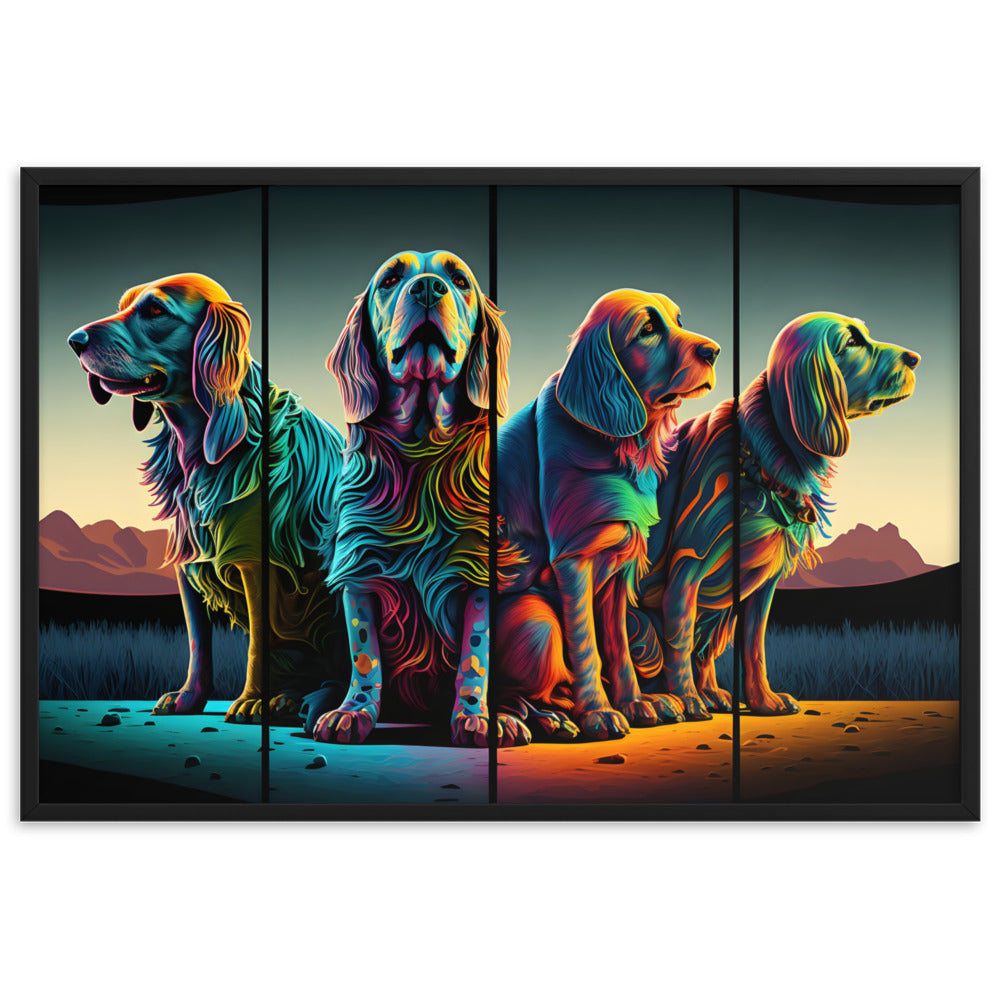 4 Hunde - Wohnzimmerdekoration - Wandmalerei - 61x91